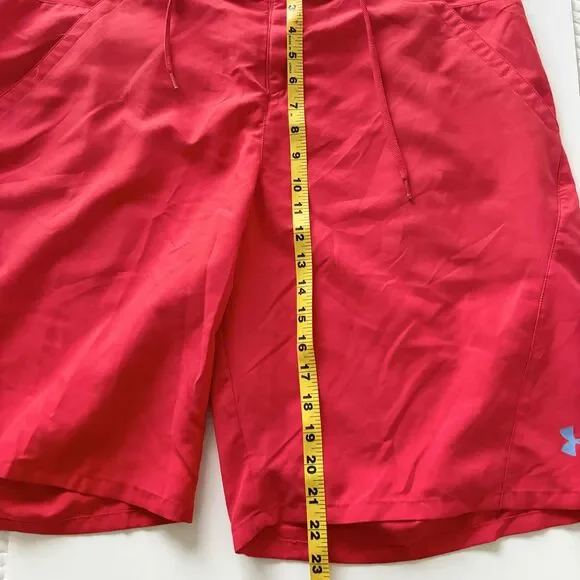 Under Armour Heatgear Mens Red Drawstring Logo Boardshorts Size 38 Summer Casual - Picture 10 of 10